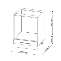 Vicco Fameline Ovenmeubel, 60cm, Pt Antraciet, Antraciet Hoogglans/gouden Eiken, 466