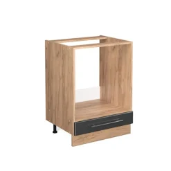 Vicco Fameline Ovenmeubel, 60cm, Pt Antraciet, Antraciet Hoogglans/gouden Eiken, 466