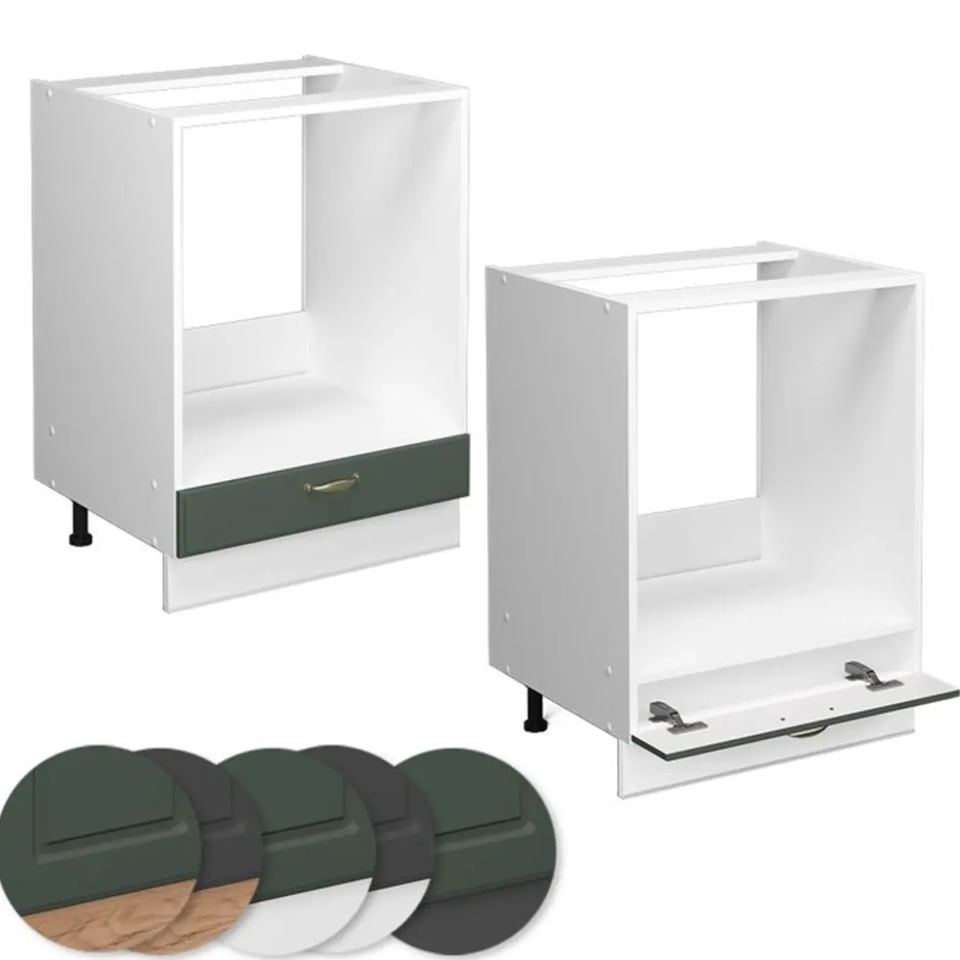 Vicco Fameline Ovenmeubel, 60cm Zonder Pt, Groen Goud Landelijk/wit, 38025