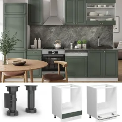 Vicco Fameline Ovenmeubel, 60cm, Pt Marmer, Groen Goud Landelijk/wit, 46190