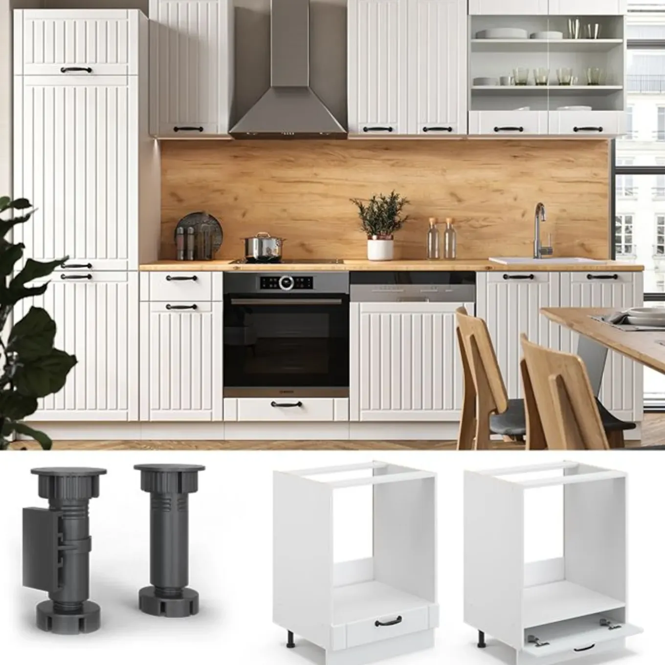 Vicco Fameline Ovenmeubel, 60cm Zonder Pt, Wit Landelijk/wit, 36022