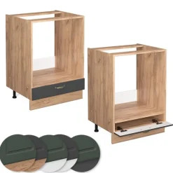 Vicco Fameline Ovenmeubel, 60cm Zonder Pt, Antracietgoud/eiken Van Gouden Kracht, 38