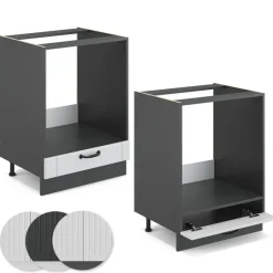 VICCO Fameline Ovenmeubel, 60cm Zonder Pt, Wit Landelijk/antraciet, 36056