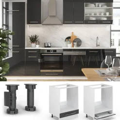 VICCO Fameline Ovenmeubel, 60cm Zonder Pt, Antraciet Hoogglans/wit, 33512