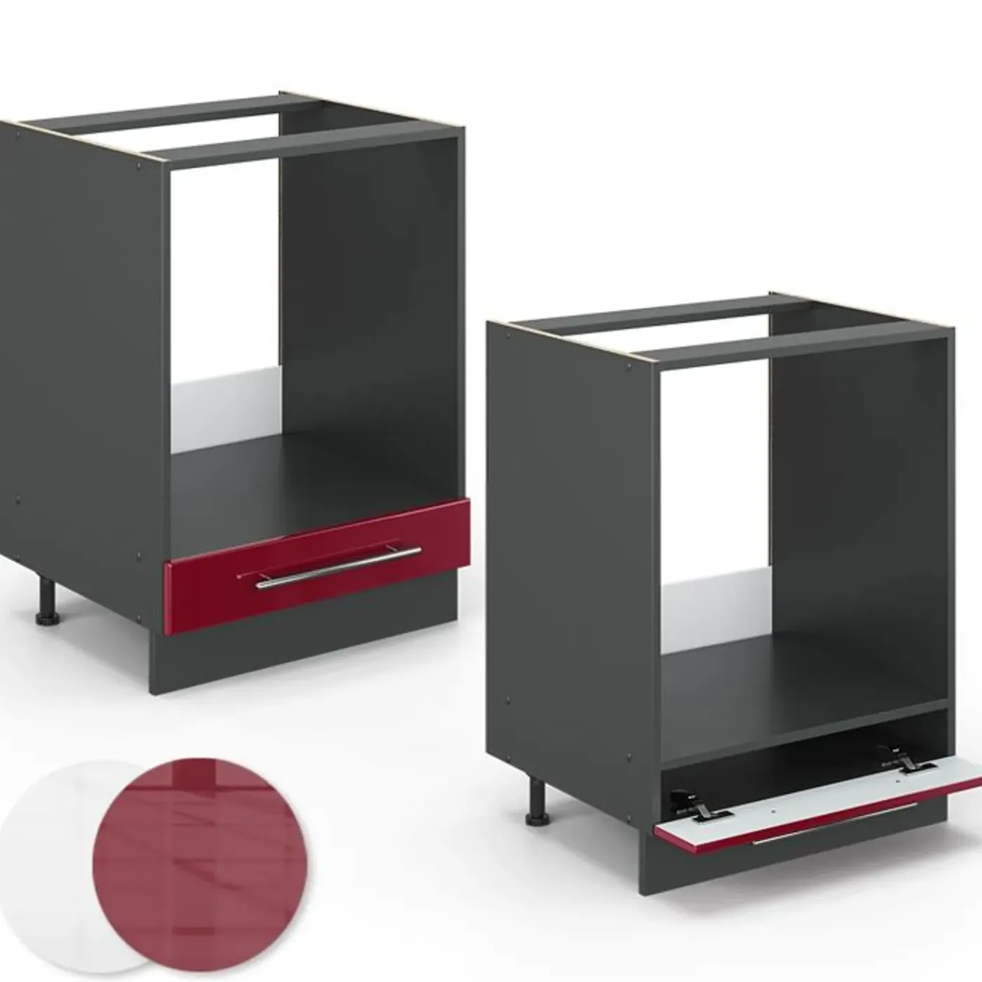 VICCO Fameline Ovenmeubel, 60cm Zonder Pt, Bordeauxrood Hoogglans/antraciet, 35559