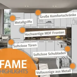 VICCO Fameline Ovenmeubel, 60cm, Pt Eik, Antraciet Hoogglans/wit, 45508