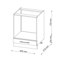 VICCO Fameline Ovenmeubel, 60cm, Pt Eik, Antraciet Hoogglans/wit, 45508