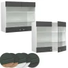 VICCO Glazen Kast Fameline, 80cm, Antracietgoud/wit, 37976