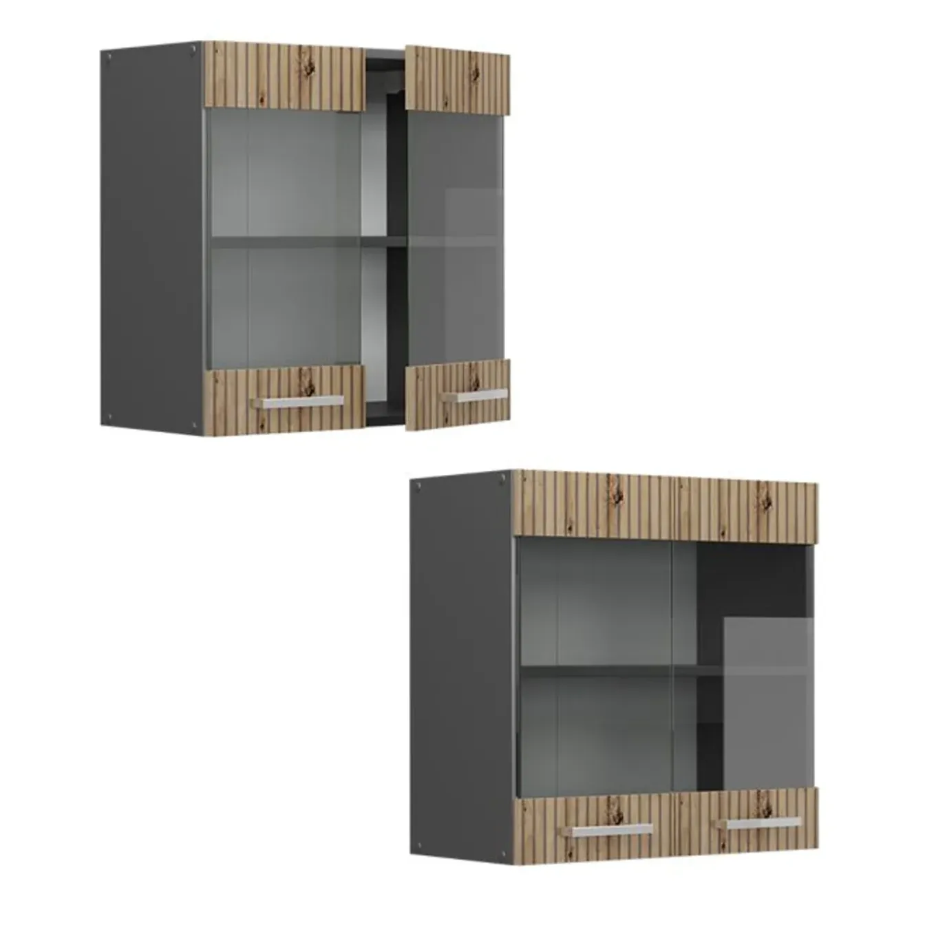Vicco Glazen Kast Rline, 60cm, Artisan Eik/antraciet, 49215
