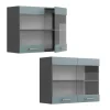 Vicco Glazen Kast Rline, 80cm, Blauwgrijs/antraciet, 41077