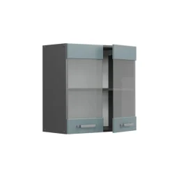 VICCO Glazen Kast Rline, 60cm, Blauwgrijs/antraciet, 41185