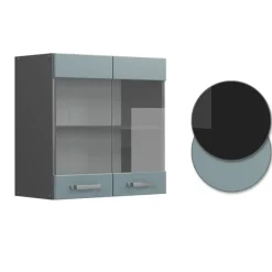 VICCO Glazen Kast Rline, 60cm, Blauwgrijs/antraciet, 41185