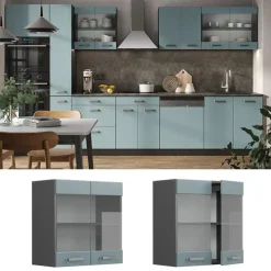 VICCO Glazen Kast Rline, 60cm, Blauwgrijs/antraciet, 41185