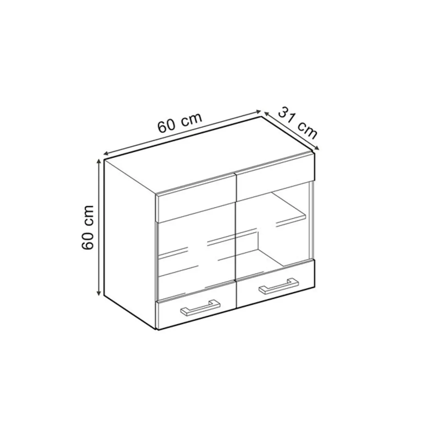 VICCO Glazen Kast Rline, 60cm, Zwart/antraciet, 47614