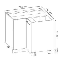 VICCO - Hoekkast Keuken - Glanzend Donkerblauw - 80,5 Cm