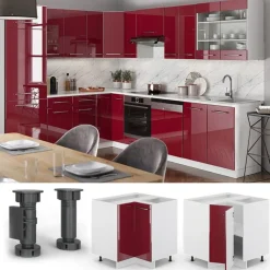 VICCO - Hoekkast Onderkast - Bordeaux Rood Hoogglans - 80,5 Cm