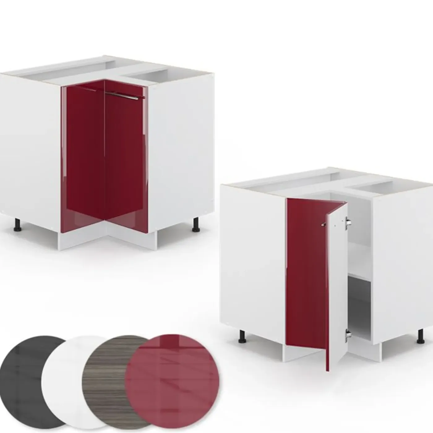 VICCO - Hoekkast Onderkast - Bordeaux Rood Hoogglans - 80,5 Cm