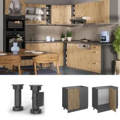 VICCO - Hoekkast R-line - Artisan Eik - Werkblad Antraciet