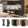 Vicco - Hoekkast R-line - Front Antraciet Landelijk - Werkblad Marmer, 75,6x81,6x60 Cm