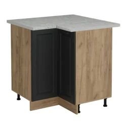 Vicco - Hoekkast R-line - Front Antraciet Landelijk - Werkblad Marmer, 75,6x81,6x60 Cm