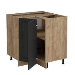 Vicco - Hoekkast R-line - Front Antraciet Landelijk - Werkblad Marmer, 75,6x81,6x60 Cm