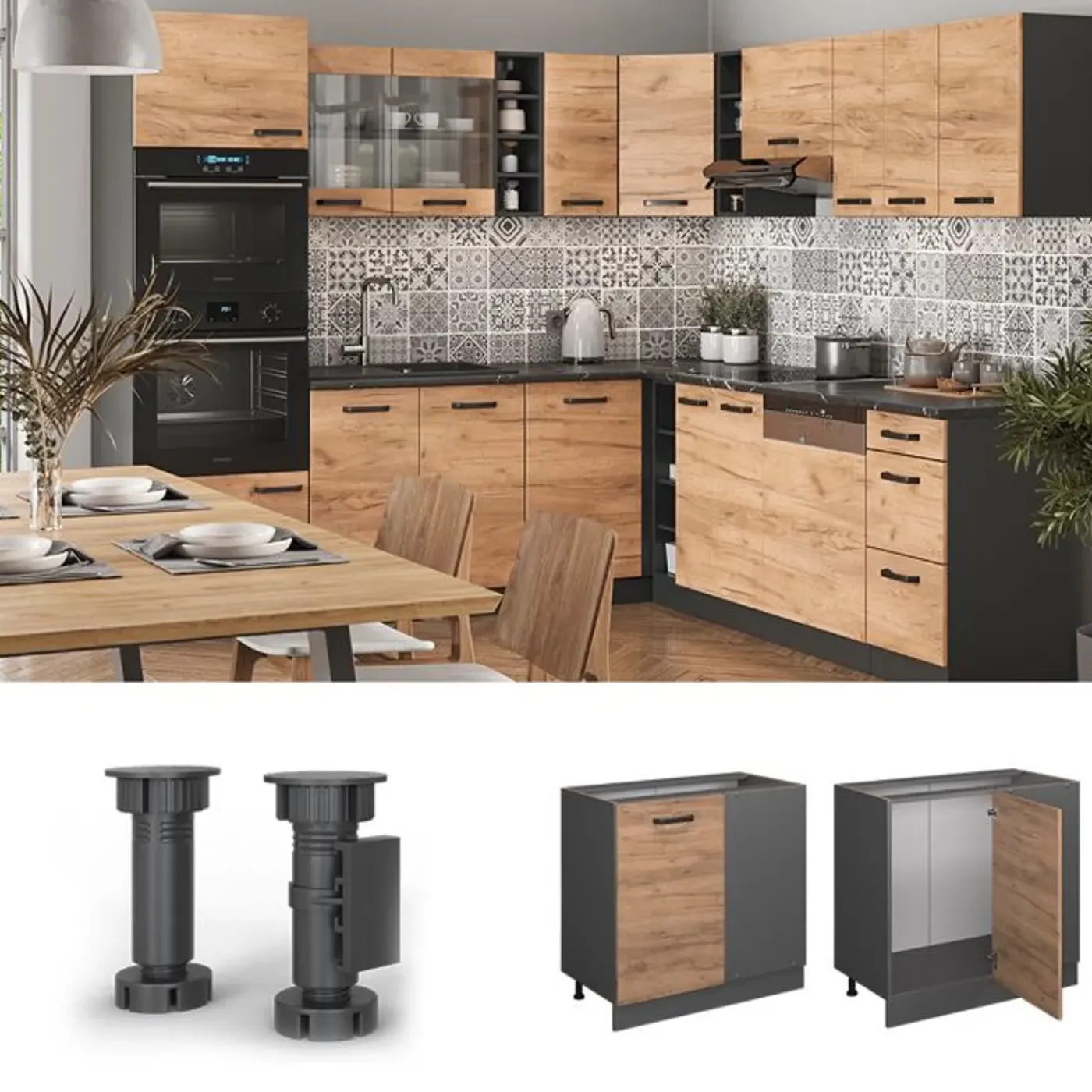 VICCO - Hoekkast R-line - Gouden Krachteik - 86 X 81,6 X 60 Cm