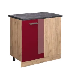 Vicco - Hoekkast R-line - Hoogglans Rood - Werkblad Antraciet