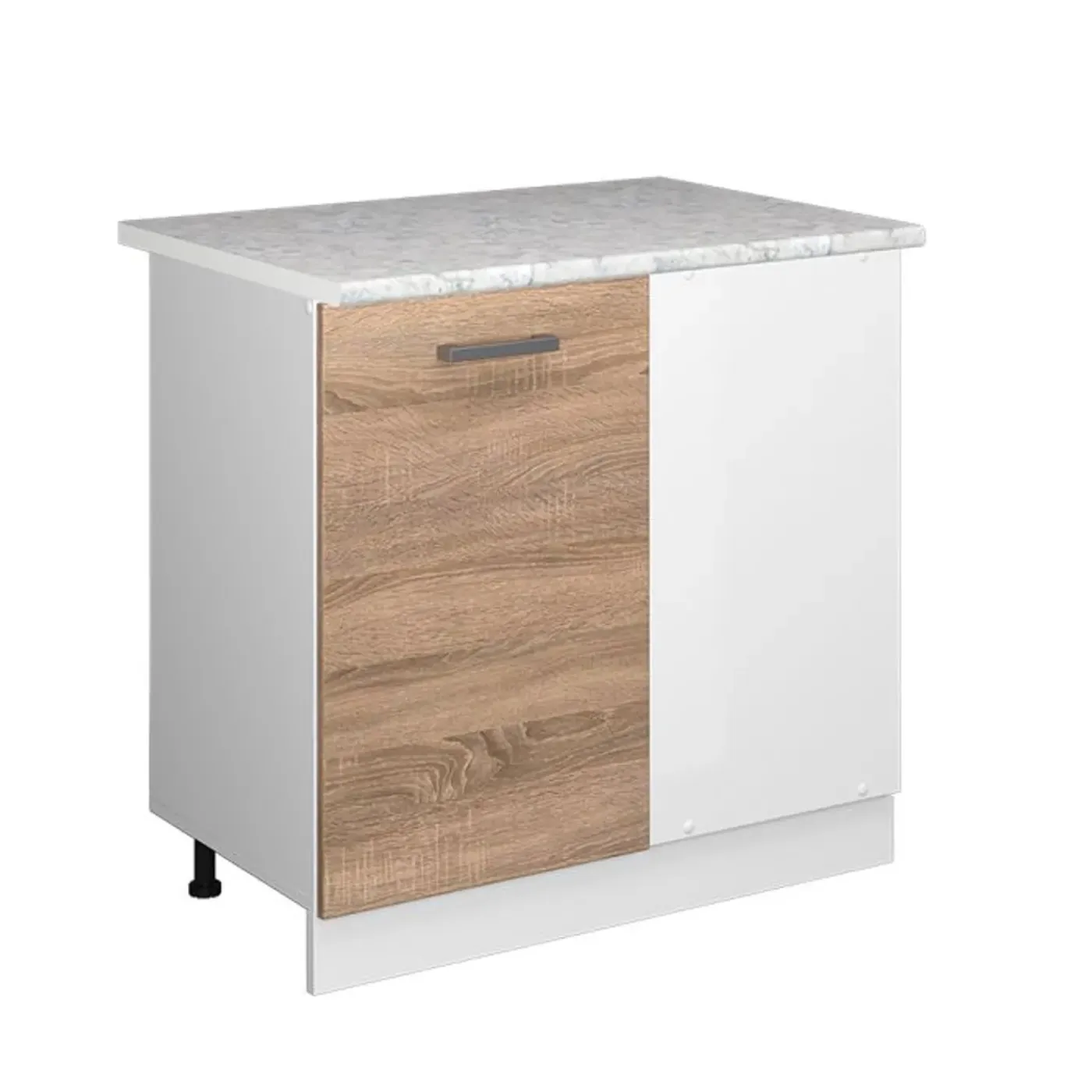 VICCO - Hoekkast R-line - Wit Marmeren Werkblad - Sonoma, Witte Band