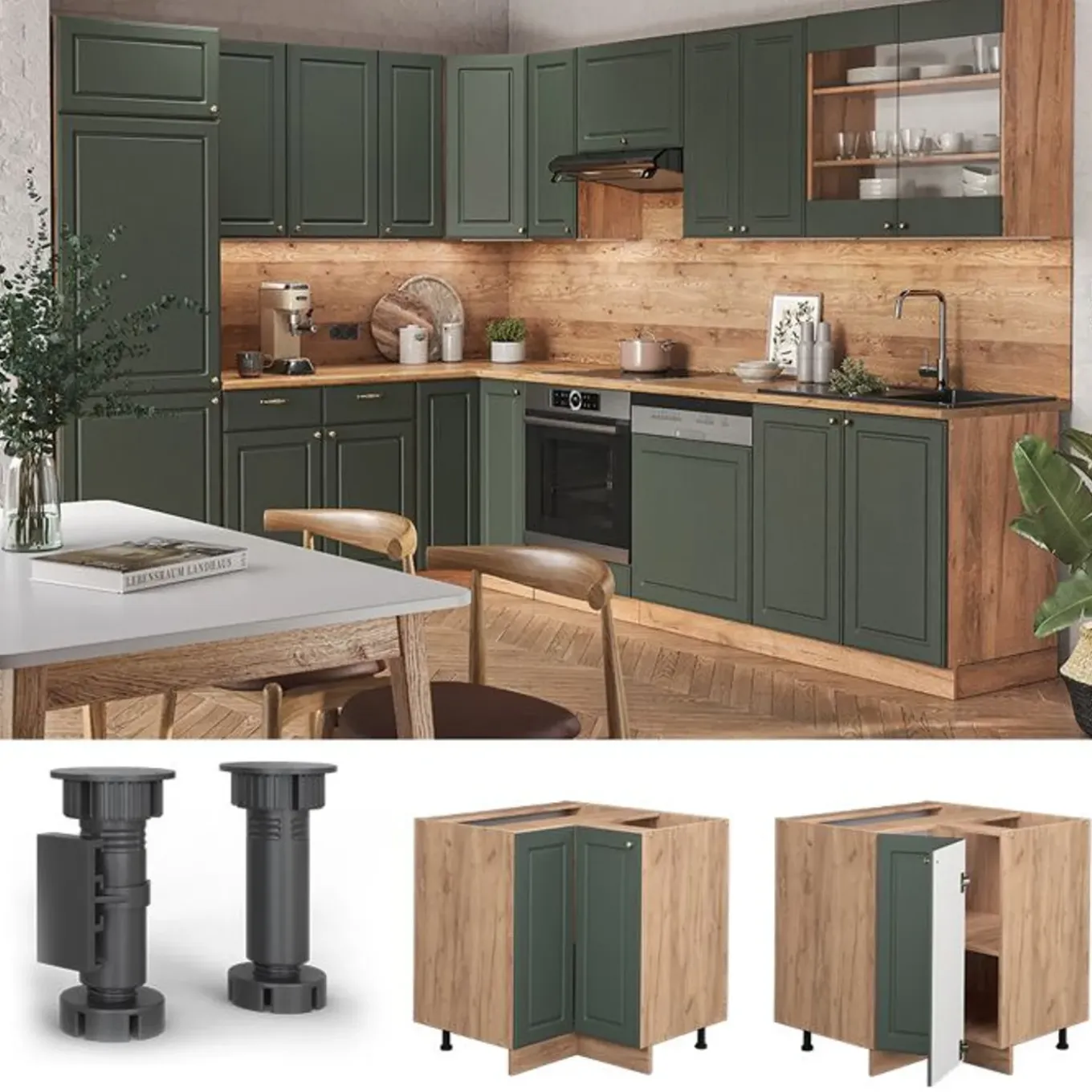 Vicco - Hoekkast Voor Keuken - Met Werkblad En 2 Vakken - 80,5 Cm