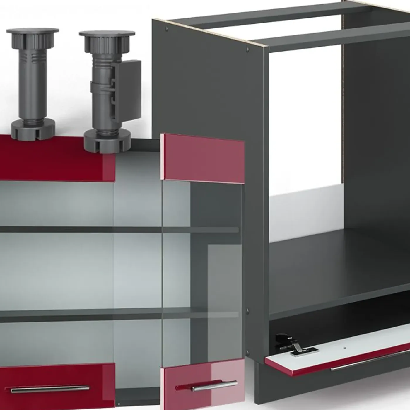 VICCO - Hoekkeuken - Fame-line 42117 - Bordeauxrood Antraciet - 287 X 227 Cm