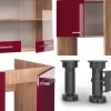 VICCO - Hoekkeuken - R-line - Glanzend Rood Goudkleurig Eiken - Marmeren Werkblad - 247 X 237 Cm