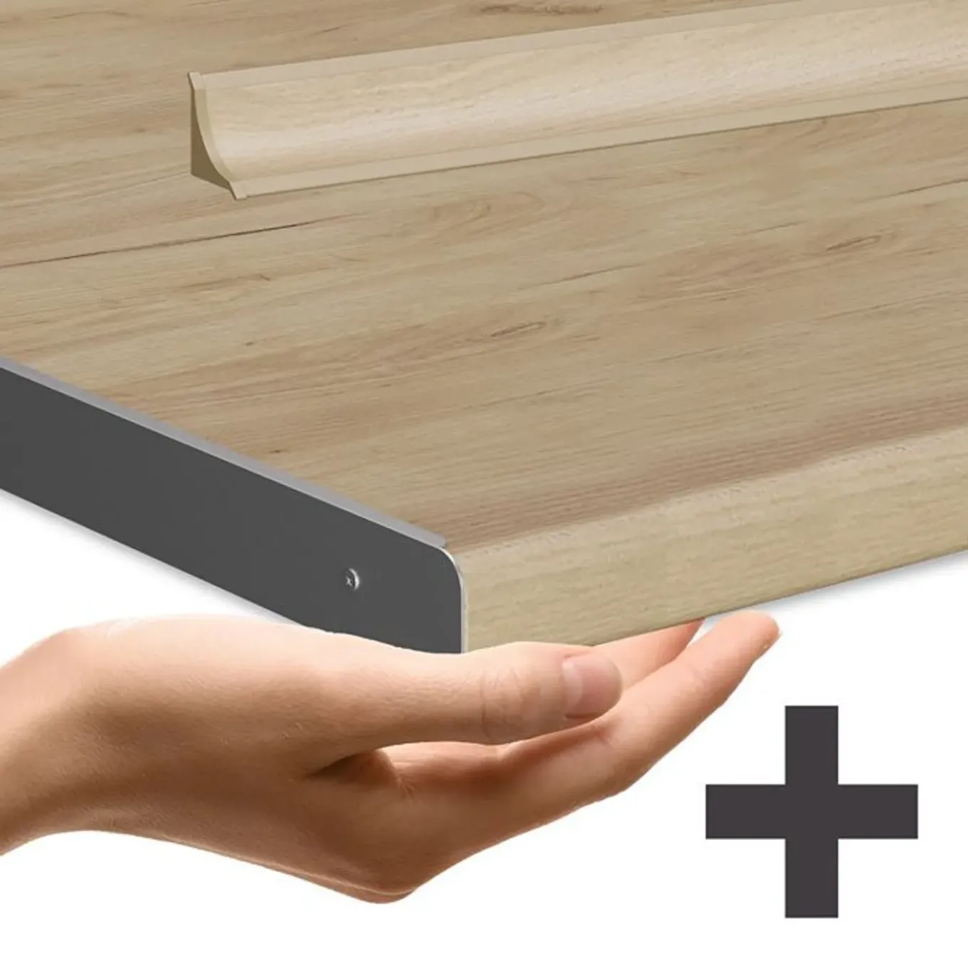 Vicco - Hoekkeuken R-line - Landelijk Wit/wit - Werkblad Eik Goud