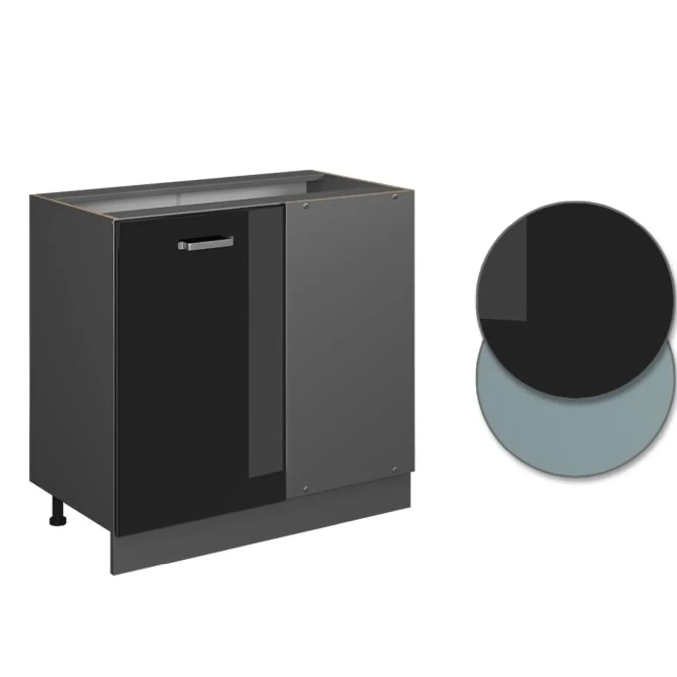 Vicco Hoekmeubel Rline, 86cm Zonder Pt, Zwart Hoogglans/antraciet, 41180