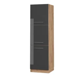 VICCO Hoge Kast Fameline, 60cm, Antraciet Hoogglans/eiken Goud, 38607
