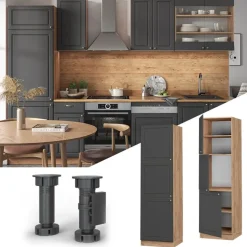 VICCO Hoge Kast Fameline, 60cm, Antracietgoud Landhuis/eiken Goud, 38605