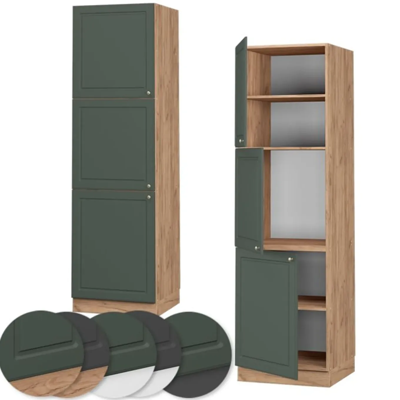 Vicco Hoge Kast Fameline, 60cm, Groen Goud Campagne/eiken Goud, 38609
