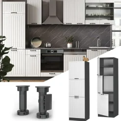 Vicco Hoge Kast Fameline, 60cm, Wit Landhuis/antraciet, 38570