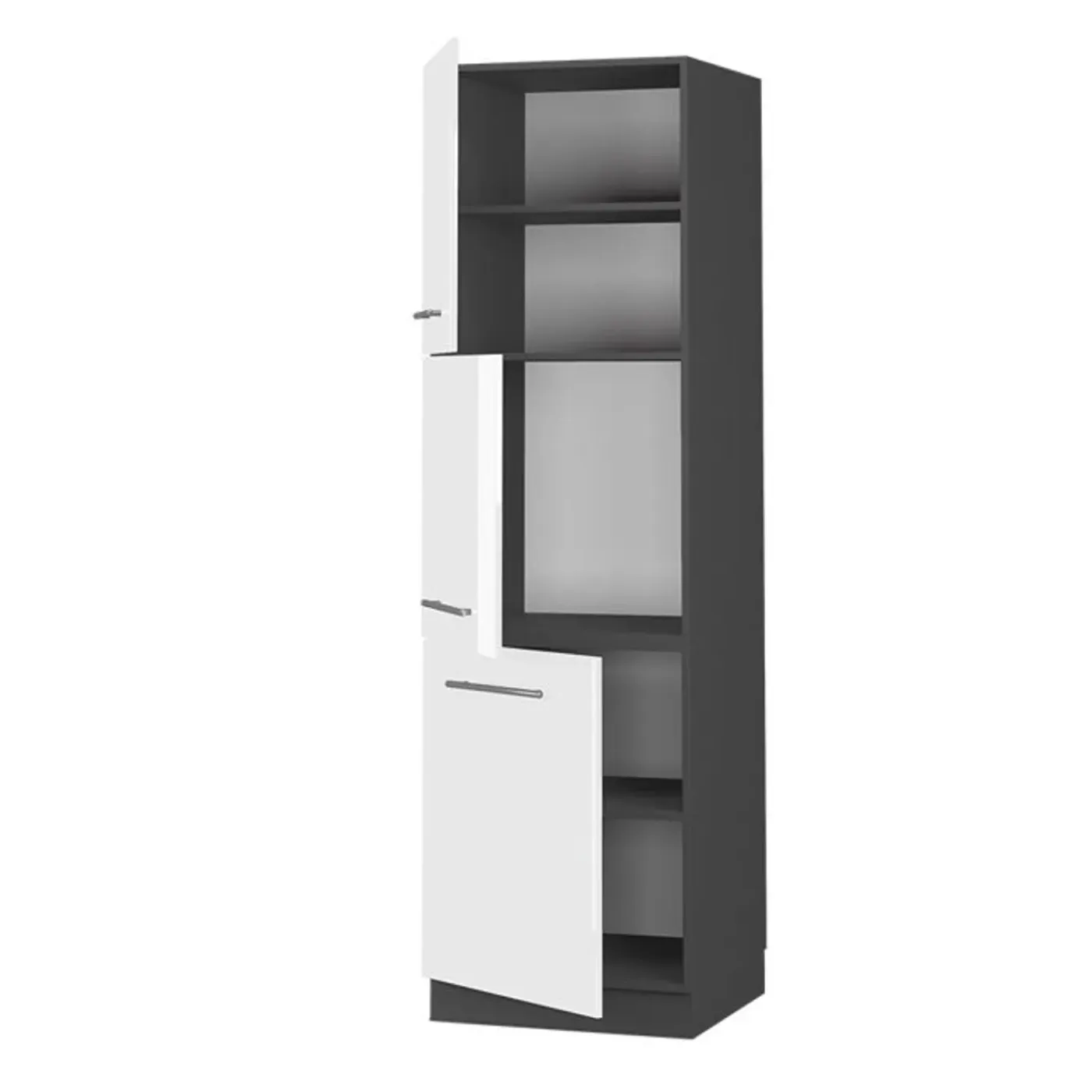 VICCO Hoge Kast Fameline, 60cm, Wit Hoogglans/antraciet, 38572