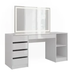 VICCO Kapper Sherry, 158.2cm Met Ledspiegel, Wit/wit Hoogglans, 57659