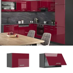 Vicco Keuken Bovenkast Rline, 60cm Plat, Glanzend Rood/antraciet, 34928