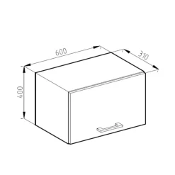 Vicco Keuken Bovenkast Rline, 60cm Plat, Glanzend Rood/antraciet, 34928