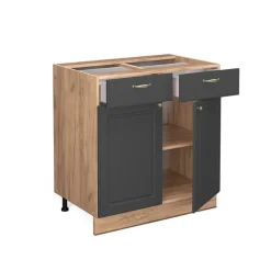 Vicco - Keuken Onderkast - Antracietgoud Met 2 Deuren En 2 Lades - 80 Cm
