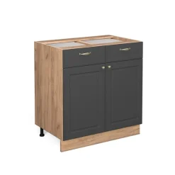 Vicco - Keuken Onderkast - Antracietgoud Met 2 Deuren En 2 Lades - 80 Cm