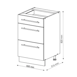 Vicco - Keukenonderkast - Antraciet Hoogglans Met Goud Eiken - 50 Cm
