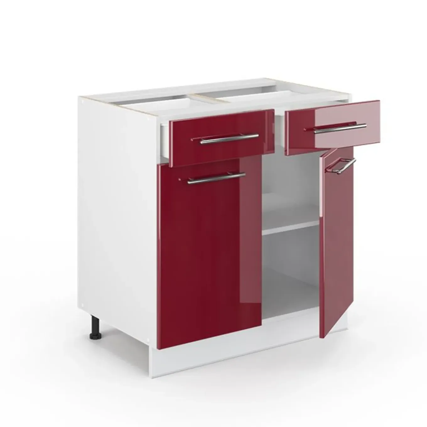Vicco - Keukenonderkast - 80 Cm Met Marmerlook Werkblad - Bordeaux