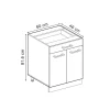VICCO - Keukenonderkast - R-line Zwart Beton Eiken - 60 Cm