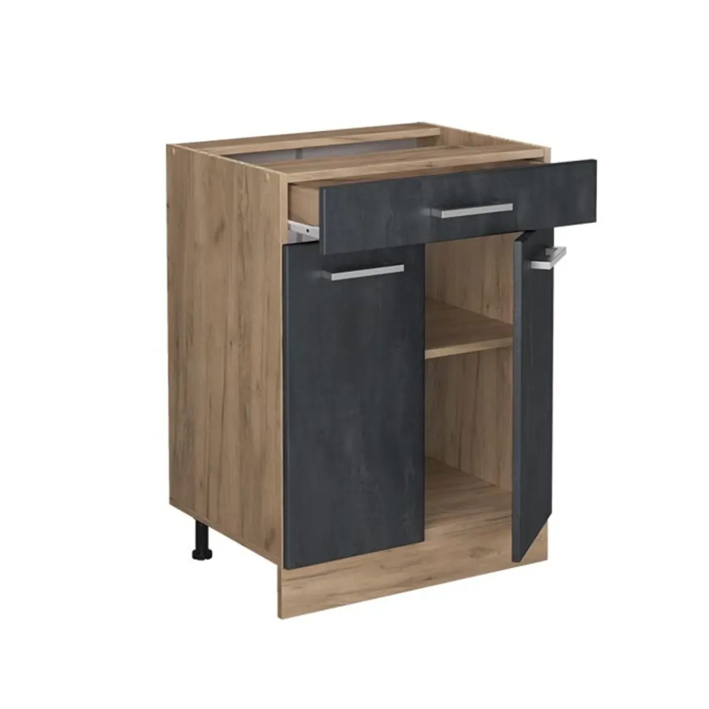 VICCO - Keukenonderkast - R-line Zwart Beton Eiken - 60 Cm