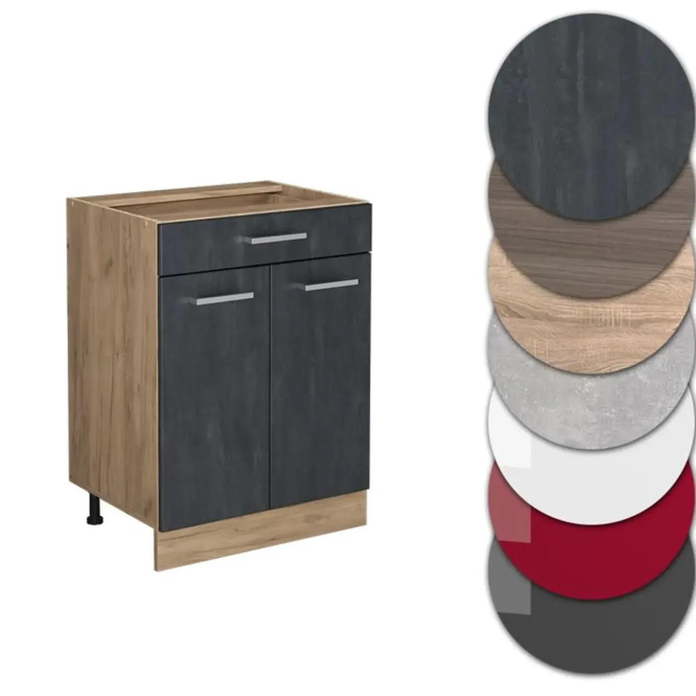 VICCO - Keukenonderkast - R-line Zwart Beton Eiken - 60 Cm