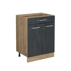 VICCO - Keukenonderkast - R-line Zwart Beton Eiken - 60 Cm