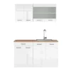 Vicco - Keuken R-line 140 Cm - Hoogglans Wit - Werkblad Gouden Eik